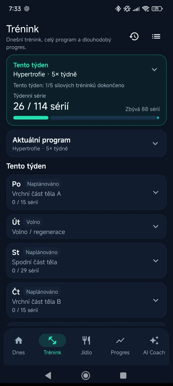 Osobní plán a tréninkový týden