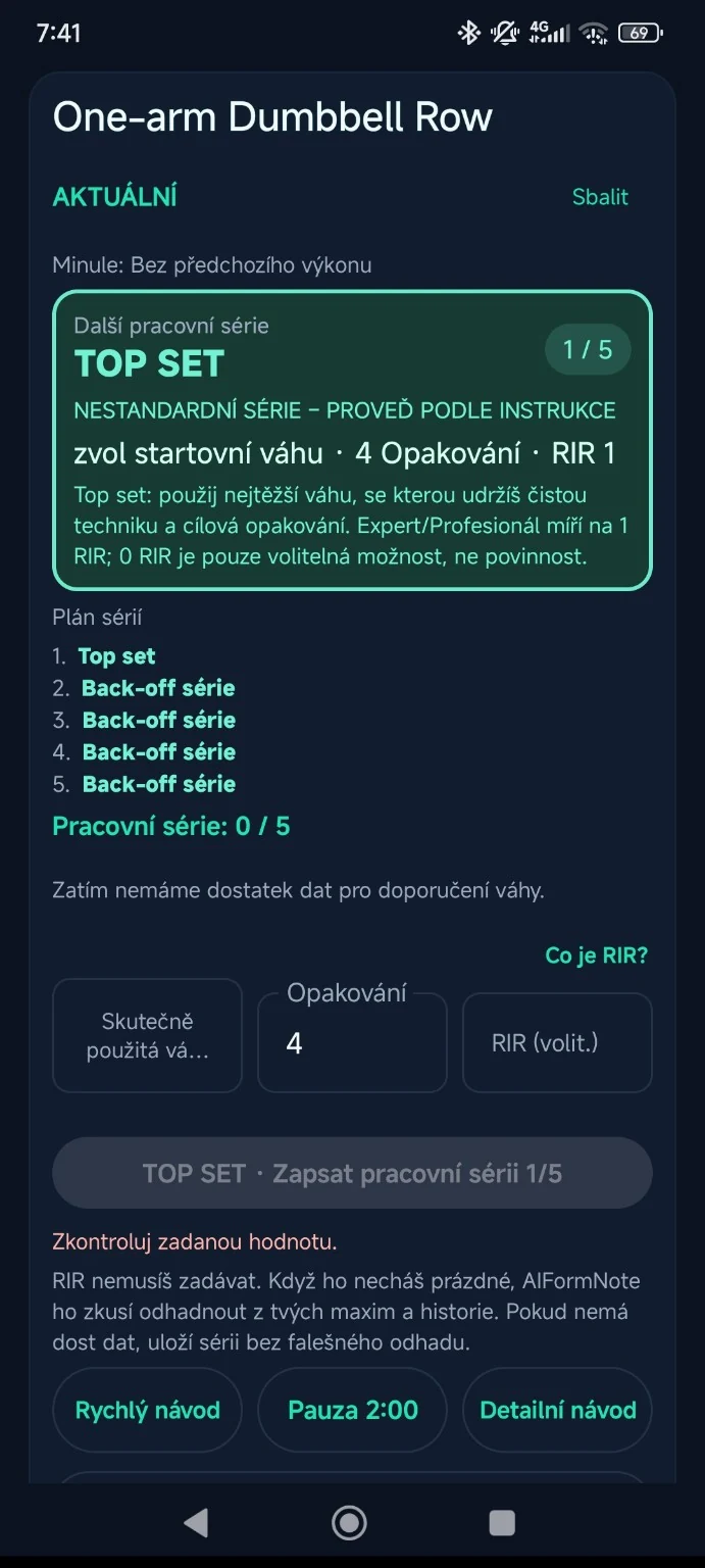 Zápis sérií, opakování a zátěže